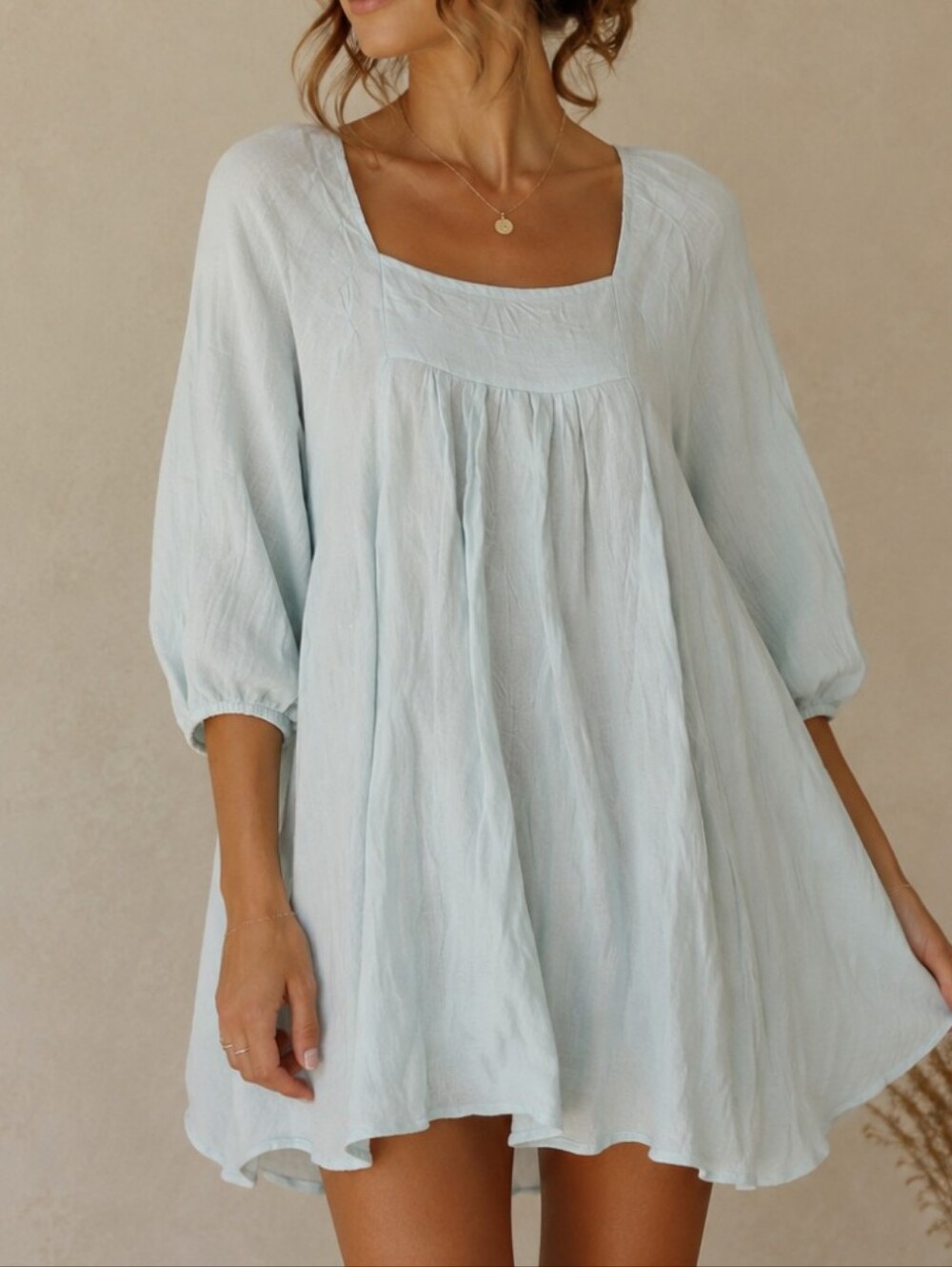 Crescent Sea Green Floral Foam Embroidered Gauze Mini Dress Small